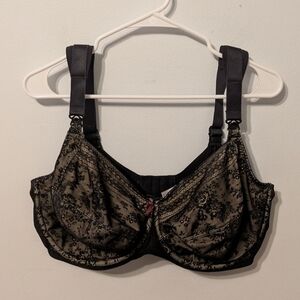 Anita Maternity Fleur Black Floral Lace Underwire Nursing Bra Size 42H